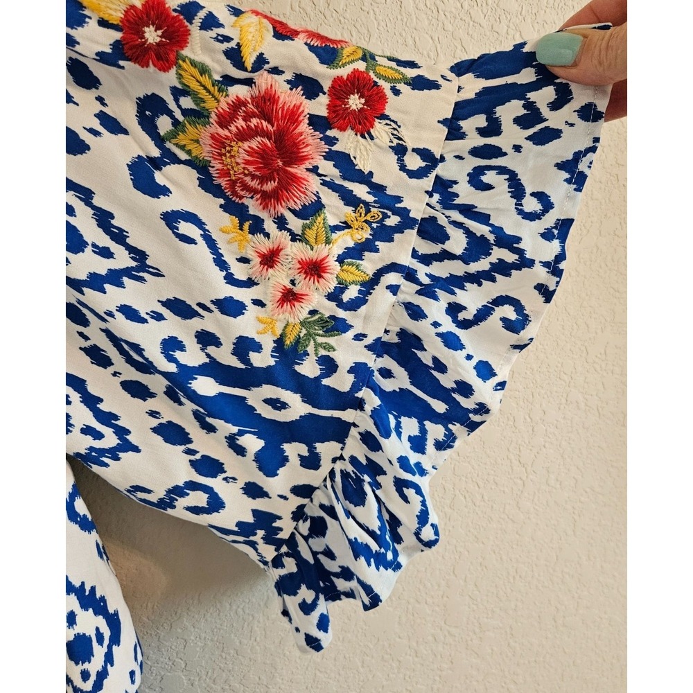Savanna Jane Woman Size L Floral Embroidered Romper Inspired by Johnny Was Boho - Picture 4 of 8